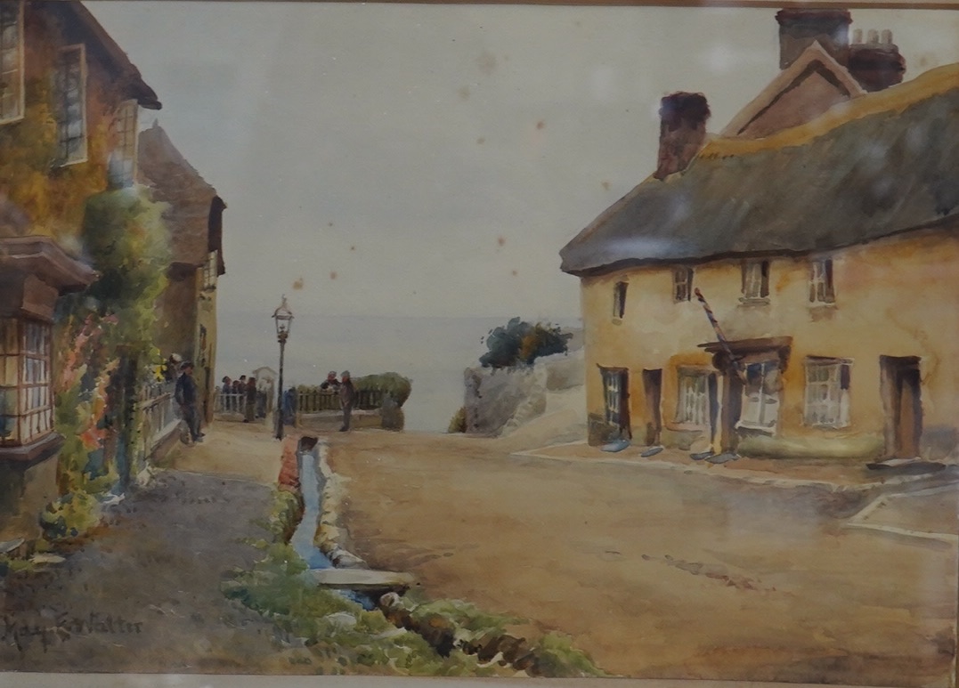 Mary E. Walter, watercolour, Cornish street scene, signed, 23 x 32cm. Condition - poor